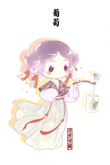 热门水墨画穿上汉服的水果娃娃高清手机壁纸下载第0张