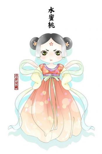 热门水墨画穿上汉服的水果娃娃高清手机壁纸下载第2张