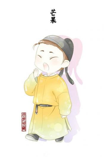热门水墨画穿上汉服的水果娃娃高清手机壁纸下载第3张
