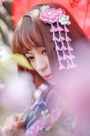 樱开和服樱花美少女唯美写真苹果手机壁纸高清下载第2张