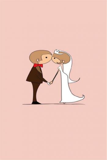 可爱卡通唯美情侣婚礼高清手机壁纸下载第2张