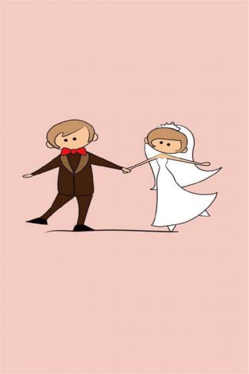 可爱卡通唯美情侣婚礼高清手机壁纸下载第3张