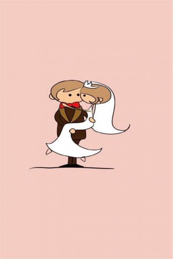 可爱卡通唯美情侣婚礼高清手机壁纸下载第4张