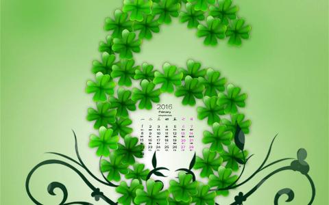 2017年5月小清新唯美四叶草高清桌面日历壁纸第5张