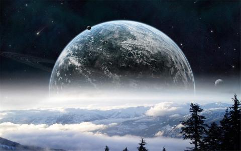 最新最流行养眼月球星空背景创意摄影唯美高清桌面壁纸图片（二）第4张