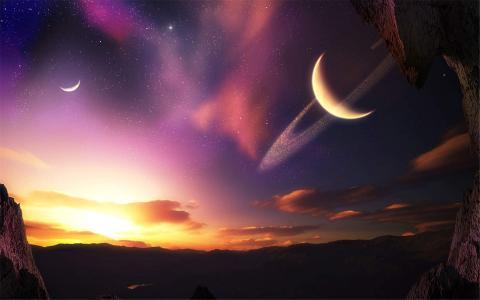 最新最流行养眼月球星空背景创意摄影唯美高清桌面壁纸图片（二）第5张
