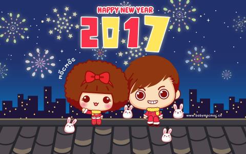 摩丝摩丝新年卡通图桌面壁纸第0张