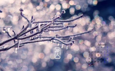 2017年1月中国传统节日腊八节日历壁纸第1张