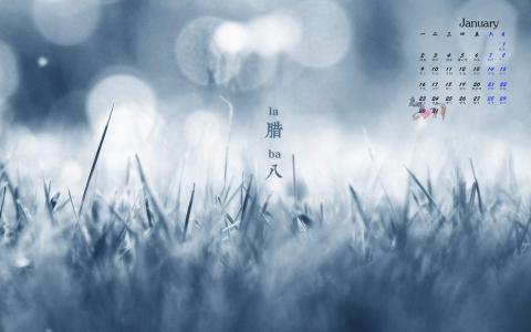 2017年1月中国传统节日腊八节日历壁纸第3张