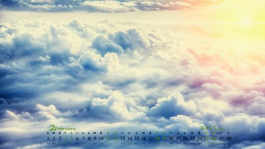 2017年2月唯美天空云海高清日历壁纸第2张