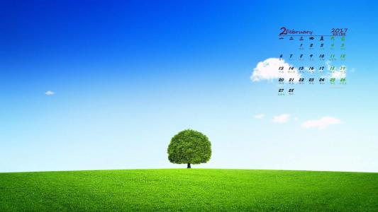 2017年5月蓝天白云绿色护眼高清日历壁纸第4张
