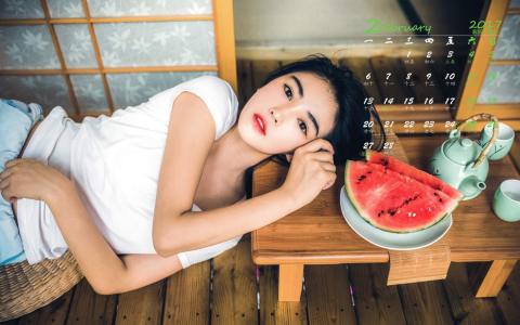 甜美手绘可爱女生插画手机壁纸第2张