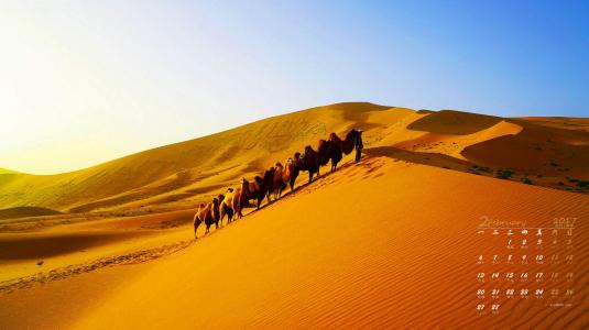 2017年2月唯美巴丹吉林沙漠高清桌面日历壁纸第0张