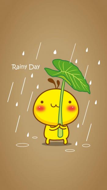 油爆叽丁下雨天卡通图片手机壁纸第5张