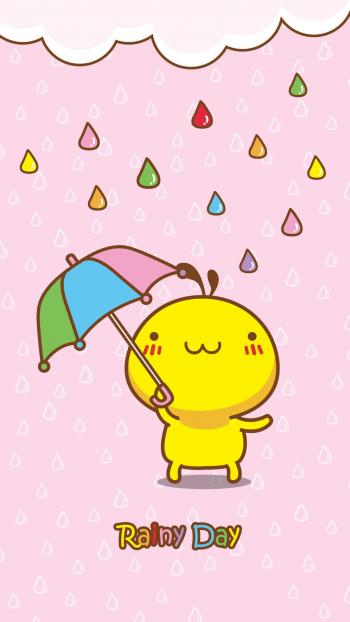 油爆叽丁下雨天卡通图片手机壁纸第6张