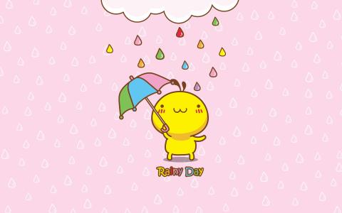 可爱卡通油爆叽丁下雨天高清壁纸第6张