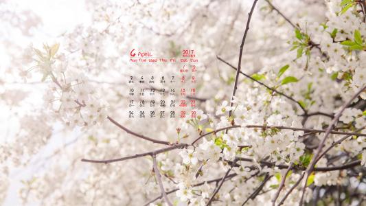 2017年4月唯美樱花风景日历壁纸第3张
