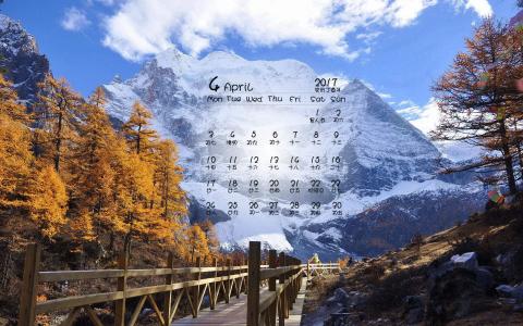 2017年4月蓝天白云高清桌面日历壁纸第6张