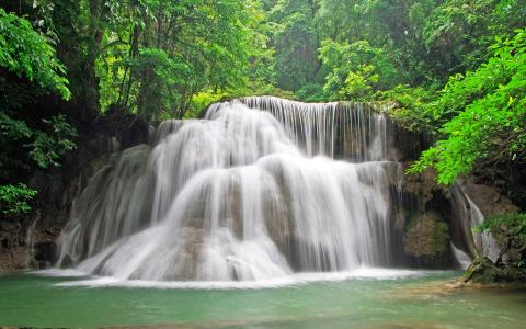 大山深处小溪瀑布唯美风景图片电脑桌面壁纸下载第4张