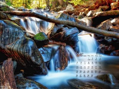 2017年6月唯美瀑布溪流自然风景桌面日历壁纸第4张