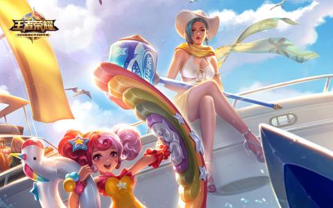 王者荣耀小乔钟无艳夏侯惇夏日主题皮肤壁纸图片第0张