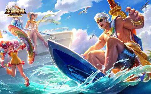 王者荣耀小乔钟无艳夏侯惇夏日主题皮肤壁纸图片第1张