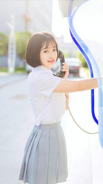 高清90后校花甜美灵动美少女学生装清纯写真图片手机壁纸第0张