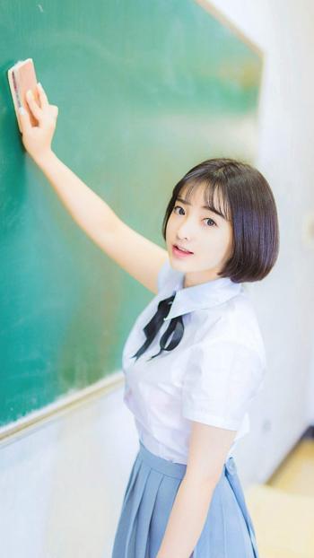 高清90后校花甜美灵动美少女学生装清纯写真图片手机壁纸第1张