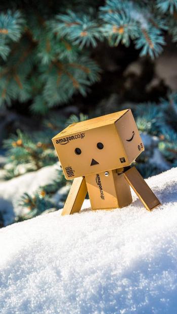 雪地中的纸盒人阿楞可爱图片手机壁纸第6张