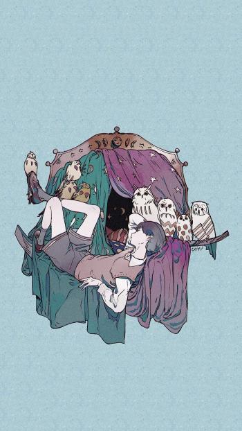 唯美卡通人物插画高清手机壁纸第2张