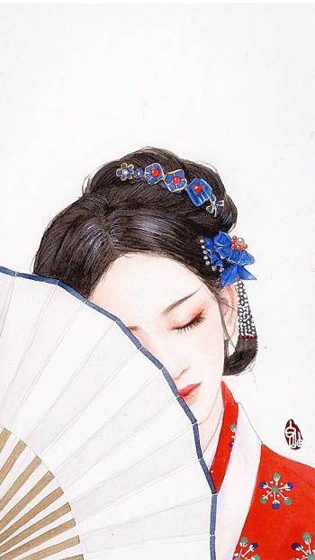 唯美古典中国风美女手绘高清手机壁纸第4张