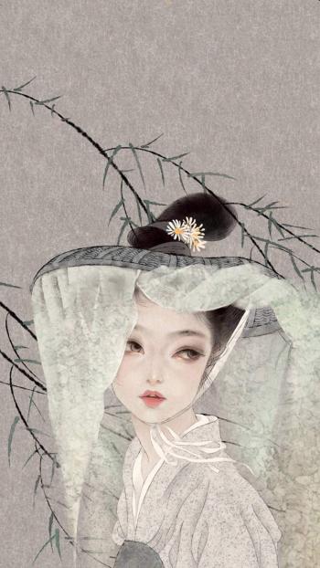 唯美古典中国风美女手绘高清手机壁纸第6张