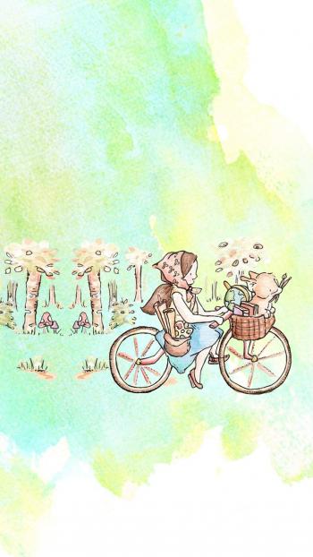 梦幻水彩小兔子手机壁纸图片第5张