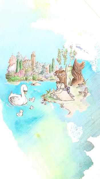 梦幻水彩小兔子手机壁纸图片第6张