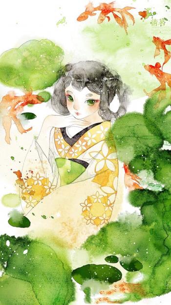 手绘卡通人物唯美高清手机壁纸第6张
