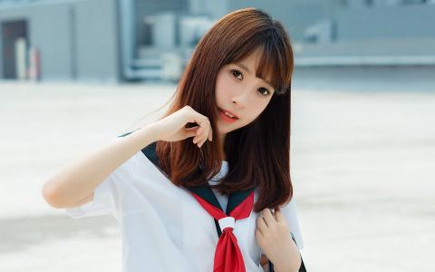 性感美女许晴白衬衫电脑桌面壁纸下载第2张