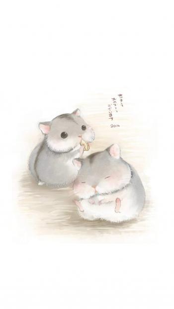 可爱的仓鼠手绘高清手机壁纸第2张