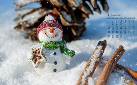 可爱的小雪人图片高清宽屏桌面壁纸第4张