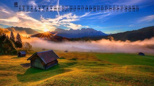2017年1月自然山水日历壁纸第二辑第5张
