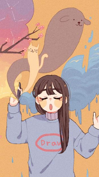 可爱女生创意手机壁纸图片第5张