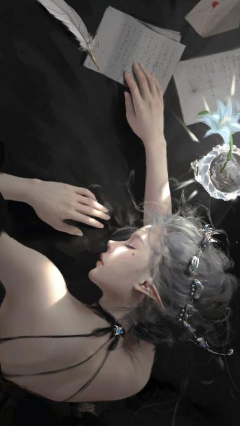 二次元动漫人物手绘插画手机壁纸第1张