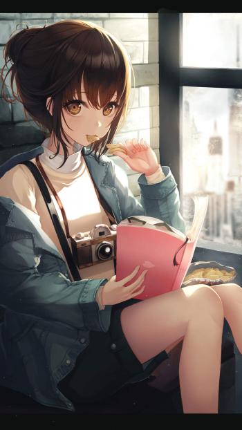 清新甜美动漫美女手机壁纸第2张