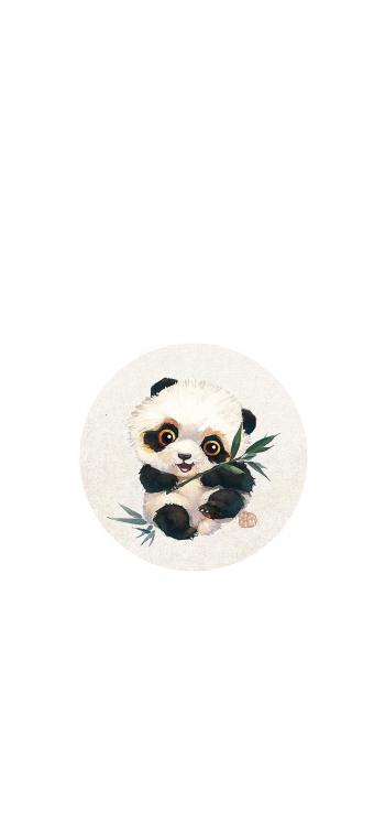可爱国宝小熊猫手绘高清手机壁纸第3张