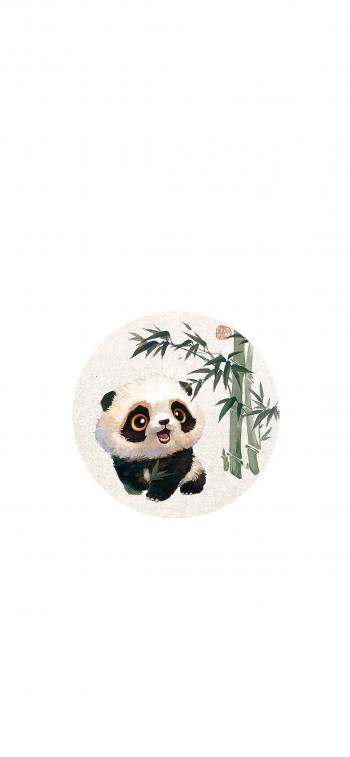 可爱国宝小熊猫手绘高清手机壁纸第4张