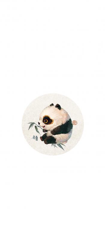 可爱国宝小熊猫手绘高清手机壁纸第5张