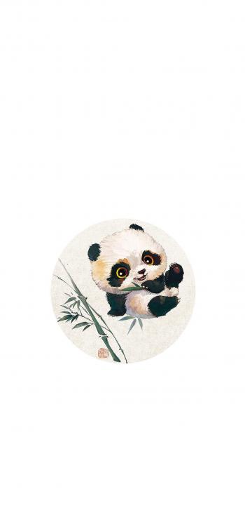 可爱国宝小熊猫手绘高清手机壁纸第6张