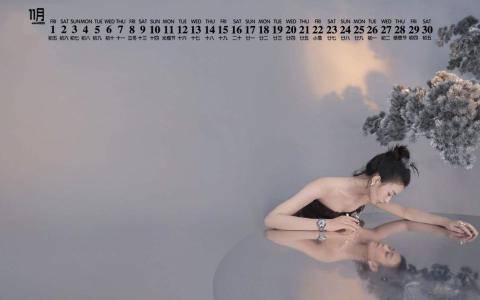 2019年11月赵丽颖魅力写真日历壁纸第1张