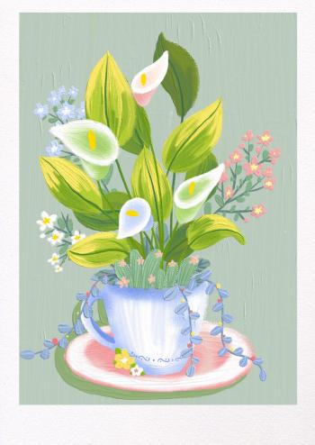 小清新治愈花束油画手机壁纸第0张
