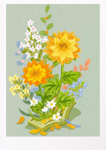 小清新治愈花束油画手机壁纸第1张