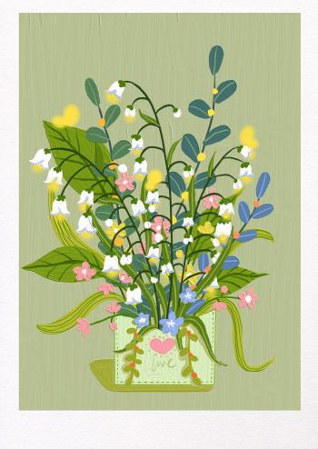 小清新治愈花束油画手机壁纸第4张